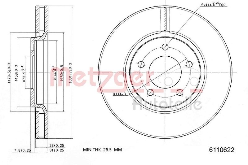 METZGER AUTOTEILE 6110622 Brake Disc