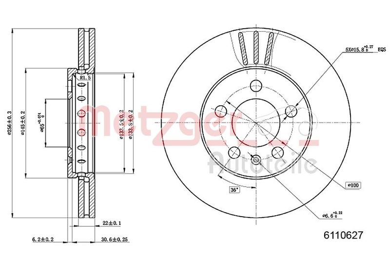 METZGER AUTOTEILE 6110627 Brake Disc