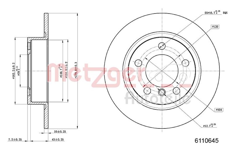 METZGER AUTOTEILE 6110645 Brake Disc