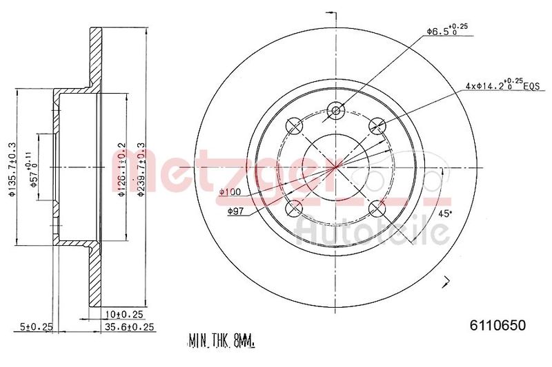 METZGER AUTOTEILE 6110650 Brake Disc