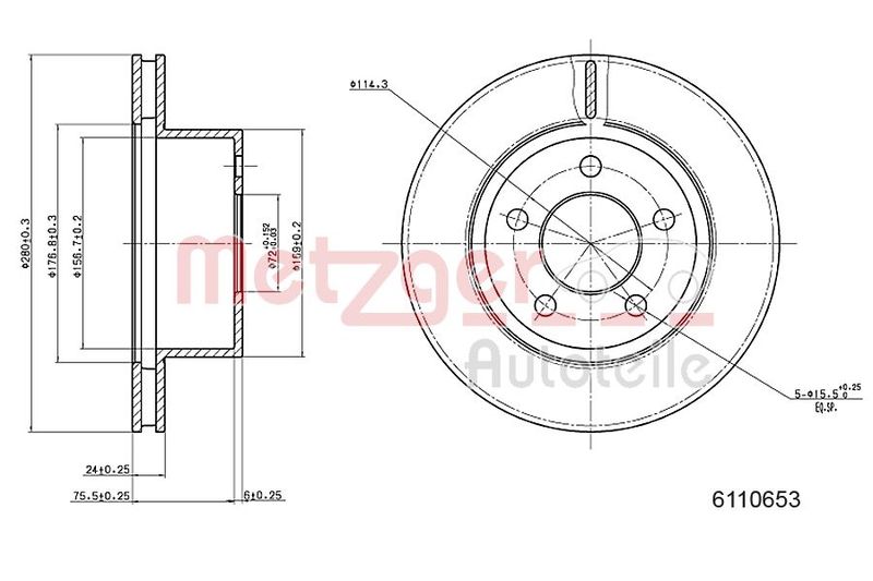 METZGER AUTOTEILE 6110653 Brake Disc