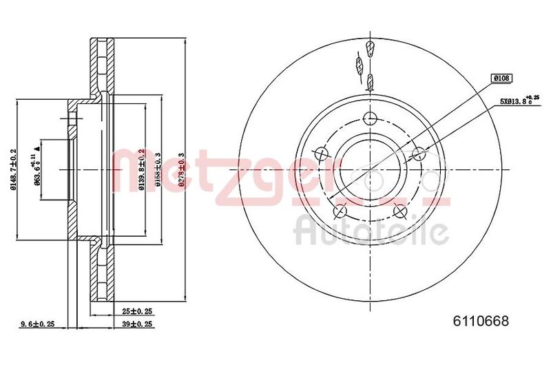 METZGER AUTOTEILE 6110668 Brake Disc
