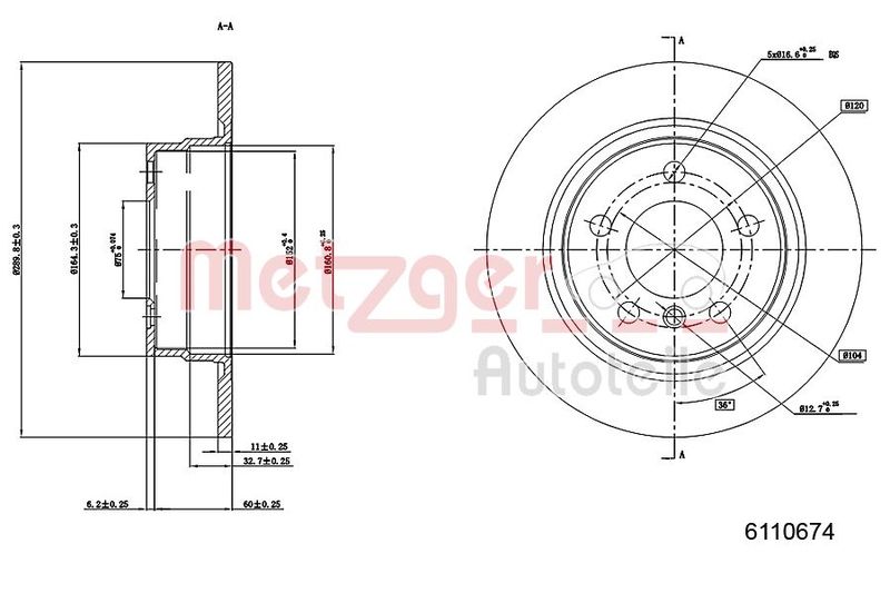 METZGER AUTOTEILE 6110674 Brake Disc