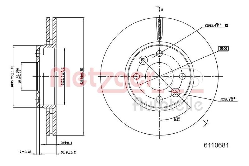 METZGER AUTOTEILE 6110681 Brake Disc