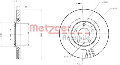 Brake Disc METZGER AUTOTEILE 6110697
