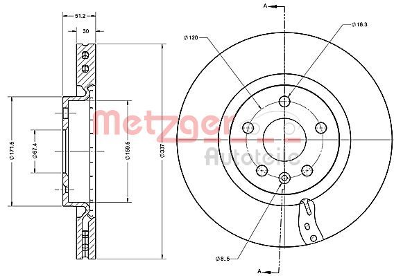 METZGER AUTOTEILE 6110698 Brake Disc