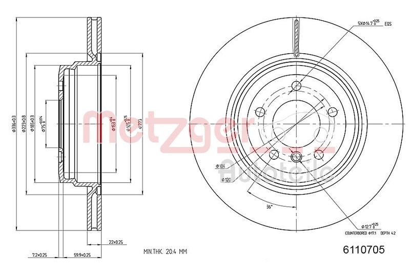 METZGER AUTOTEILE 6110705 Brake Disc