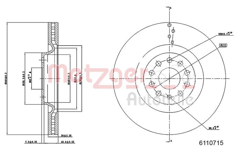 METZGER AUTOTEILE 6110715 Brake Disc