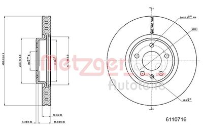 Brake Disc METZGER AUTOTEILE 6110716