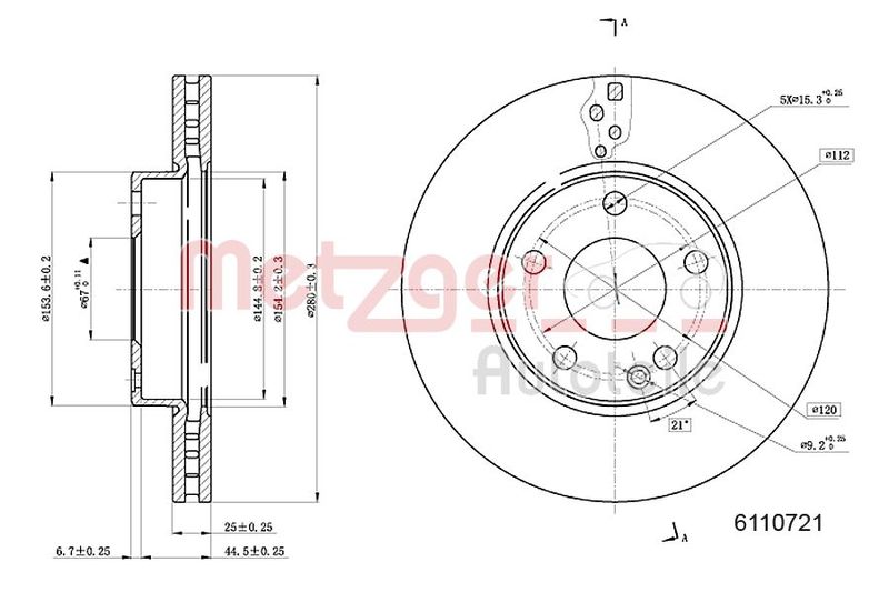 METZGER AUTOTEILE 6110721 Brake Disc