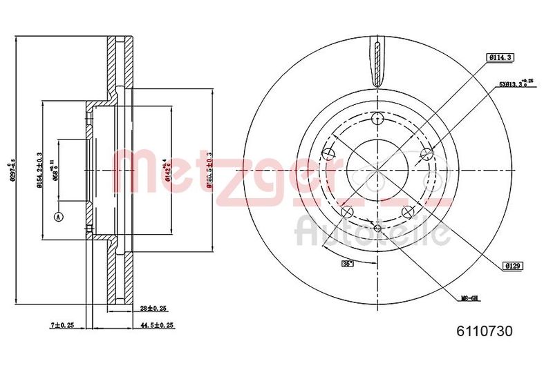 METZGER AUTOTEILE 6110730 Brake Disc