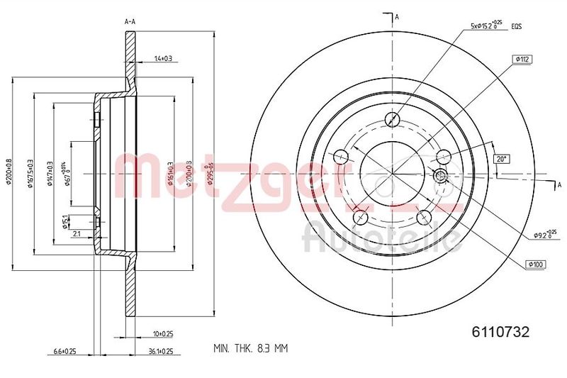 METZGER AUTOTEILE 6110732 Brake Disc
