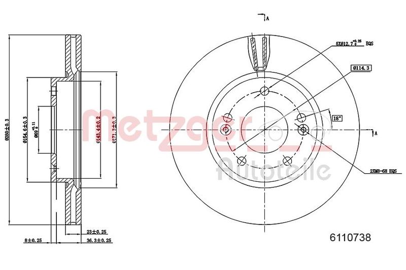 METZGER AUTOTEILE 6110738 Brake Disc