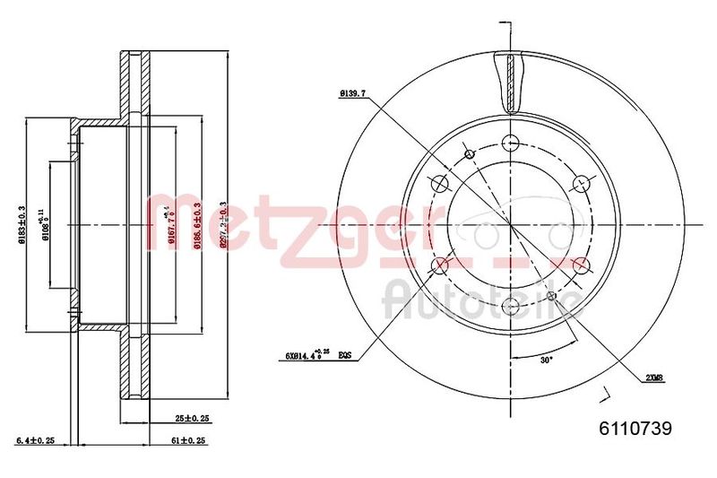 METZGER AUTOTEILE 6110739 Brake Disc