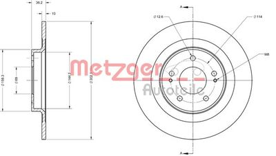 Brake Disc METZGER AUTOTEILE 6110741