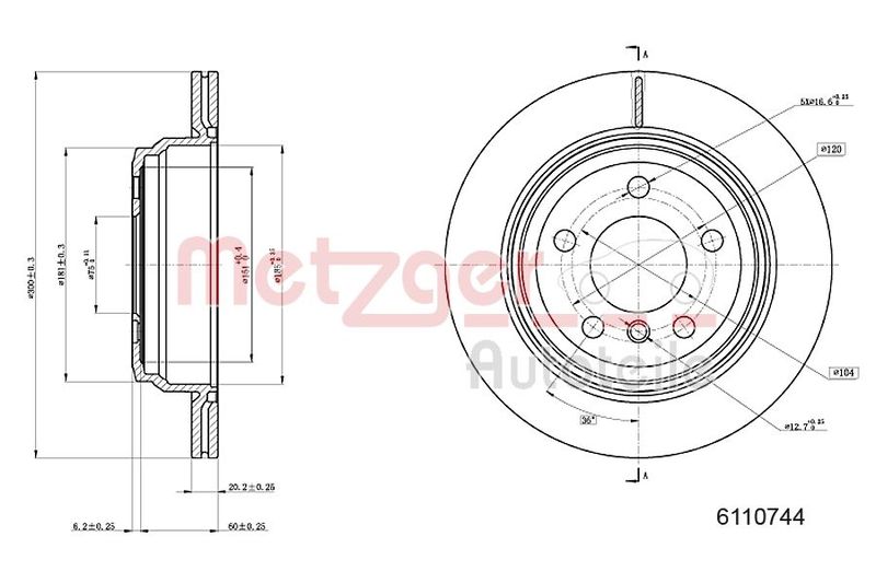 METZGER AUTOTEILE 6110744 Brake Disc