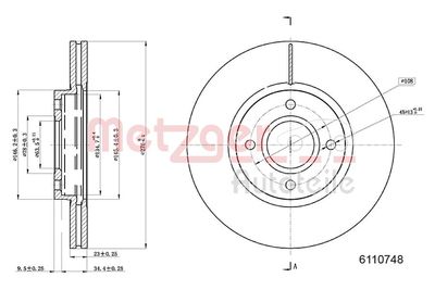 Brake Disc METZGER AUTOTEILE 6110748