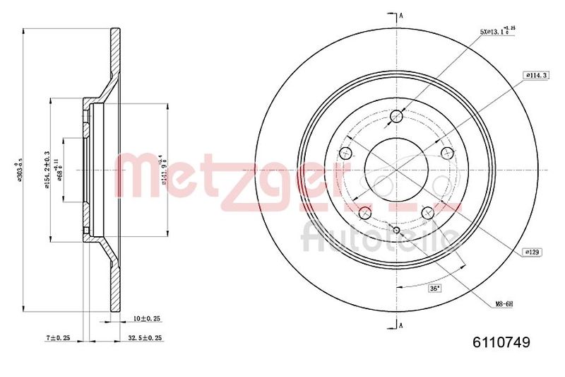 METZGER AUTOTEILE 6110749 Brake Disc