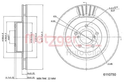 Brake Disc METZGER AUTOTEILE 6110750
