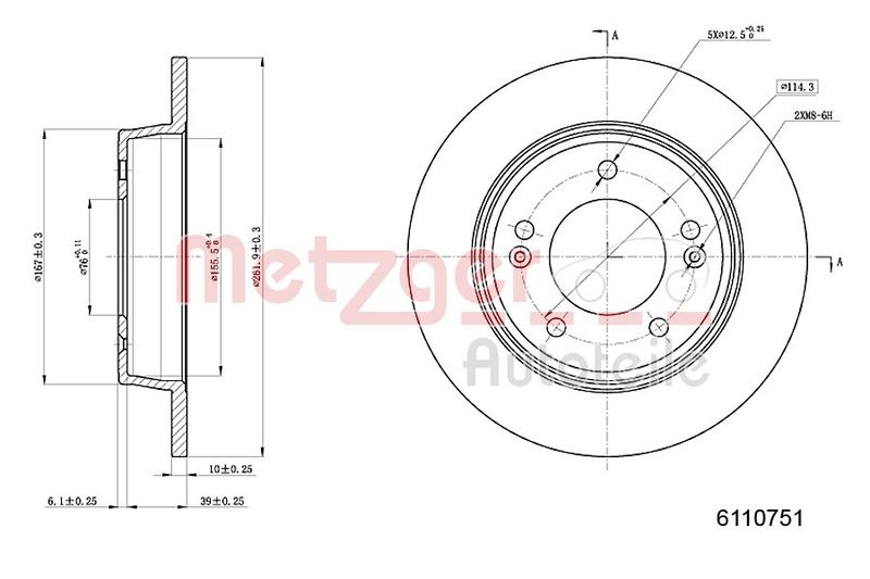 METZGER AUTOTEILE 6110751 Brake Disc