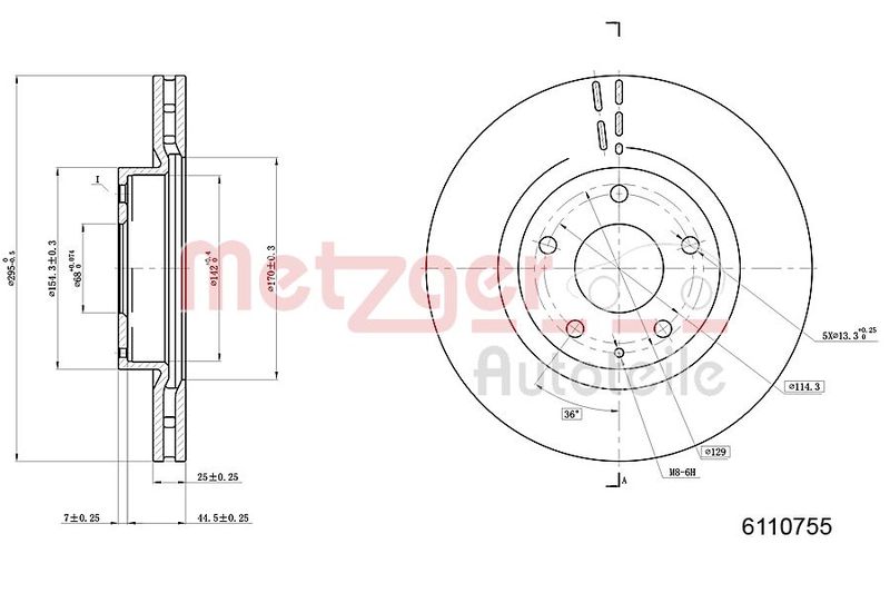 METZGER AUTOTEILE 6110755 Brake Disc