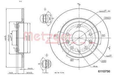 Brake Disc METZGER AUTOTEILE 6110756