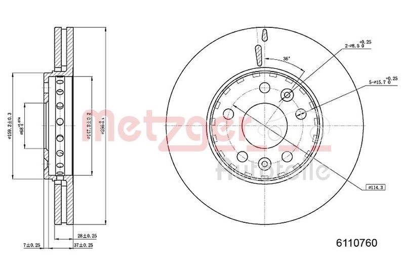 METZGER AUTOTEILE 6110760 Brake Disc