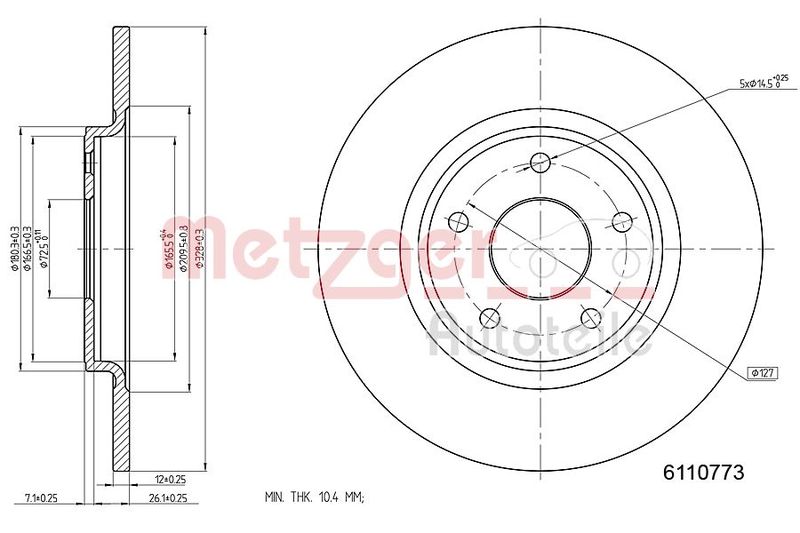 METZGER AUTOTEILE 6110773 Brake Disc