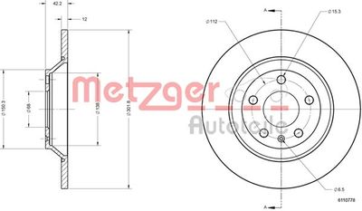Brake Disc METZGER AUTOTEILE 6110778