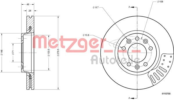 METZGER AUTOTEILE 6110788 Brake Disc