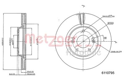 Brake Disc METZGER AUTOTEILE 6110795