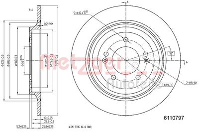 Brake Disc METZGER AUTOTEILE 6110797