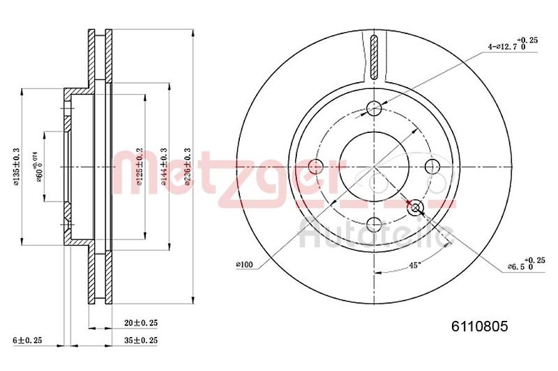 METZGER AUTOTEILE 6110805 Brake Disc
