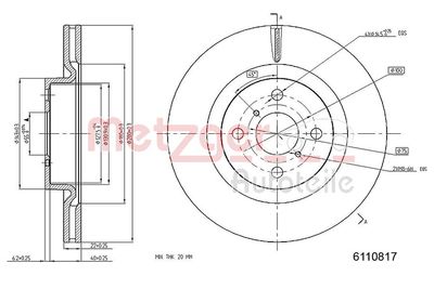 Brake Disc METZGER AUTOTEILE 6110817