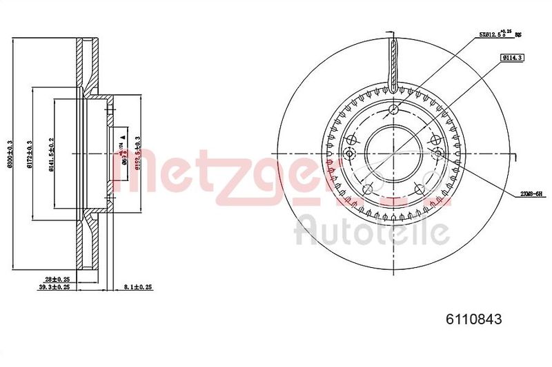 METZGER AUTOTEILE 6110843 Brake Disc