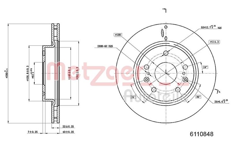 METZGER AUTOTEILE 6110848 Brake Disc
