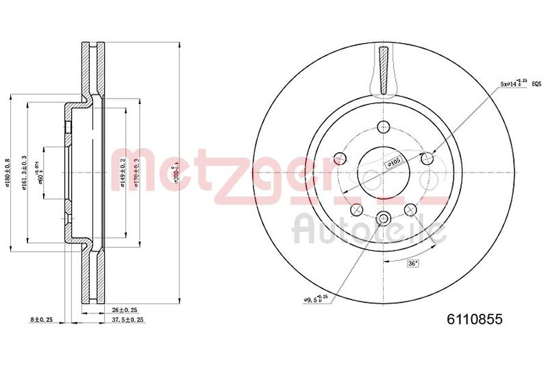 METZGER AUTOTEILE 6110855 Brake Disc