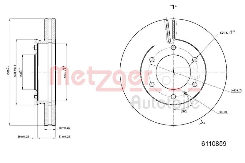 METZGER AUTOTEILE 6110859 Brake Disc