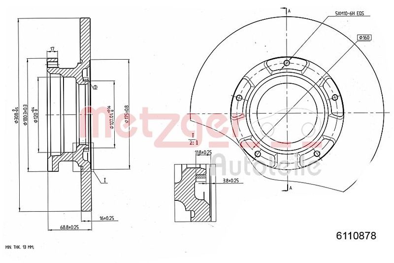 METZGER AUTOTEILE 6110878 Brake Disc