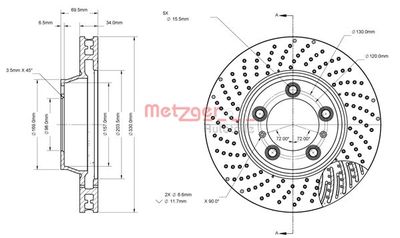 Brake Disc METZGER AUTOTEILE 6110881