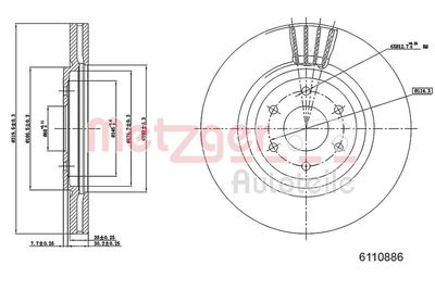 Brake Disc METZGER AUTOTEILE 6110886