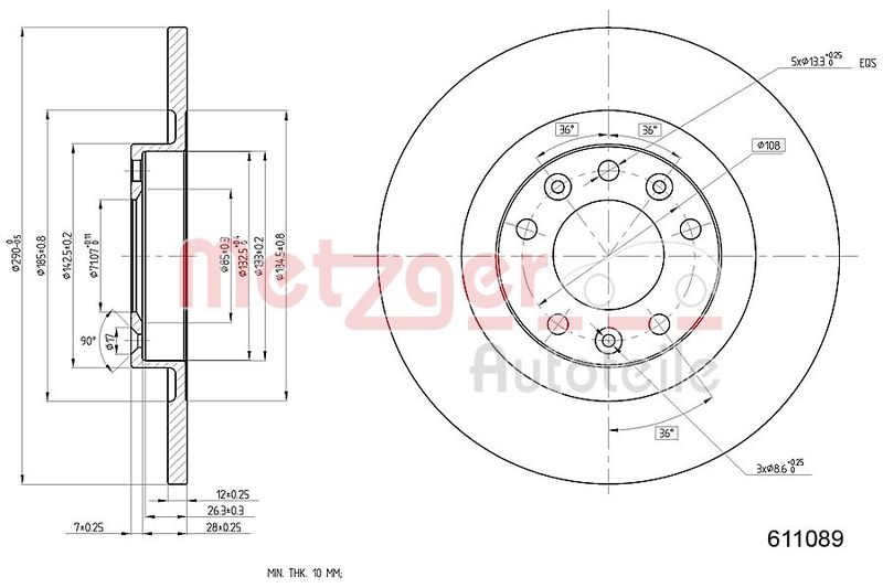 METZGER AUTOTEILE 6110890 Brake Disc