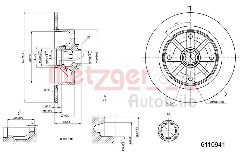 METZGER AUTOTEILE 6110941 Brake Disc