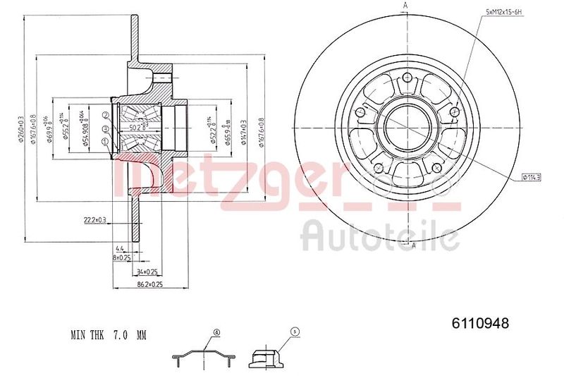 METZGER AUTOTEILE 6110948 Brake Disc