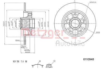 Brake Disc METZGER AUTOTEILE 6110948