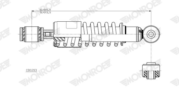 MONROE CB0293 Shock Absorber, driver cab suspension