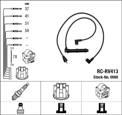 Ignition Cable Kit NGK 0888