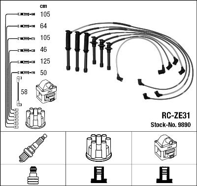 Ignition Cable Kit NGK 9890