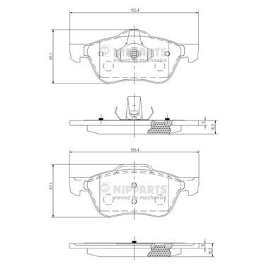 Brake Pad Set, disc brake NIPPARTS J3601082