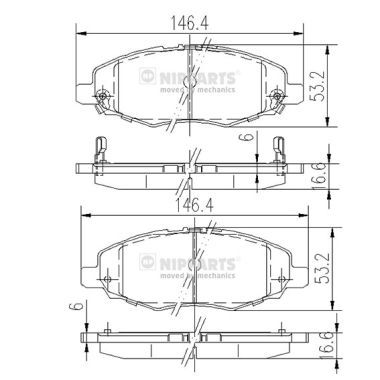 Brake Pad Set, disc brake NIPPARTS J3602108